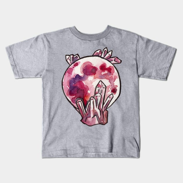 Rose Quartz and the Pink Moon Kids T-Shirt by JenTheTracy